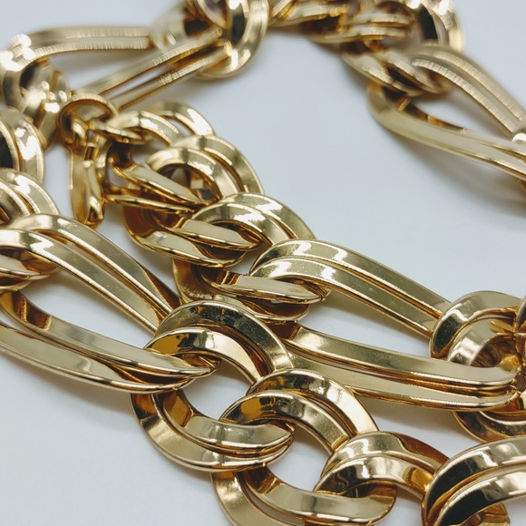 Vintage Monet Chunky Double Link Figaro Chain Statement Necklace - Picture 6 of 10
